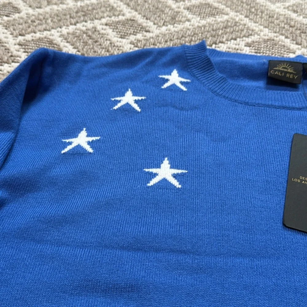 Cali Rey Blue Star Pattern Sweater size Large - Picture 3 of 9